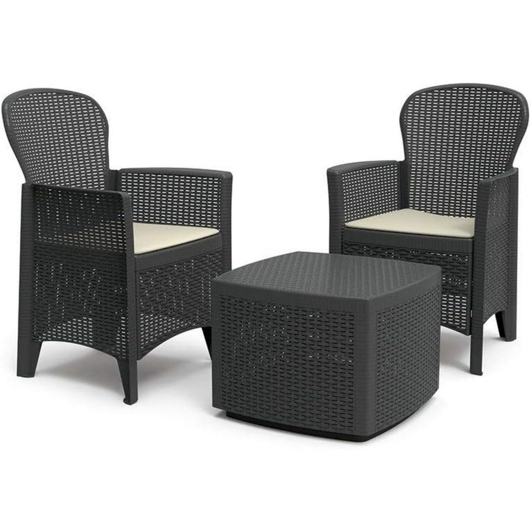 set bistro antracite con cuscini